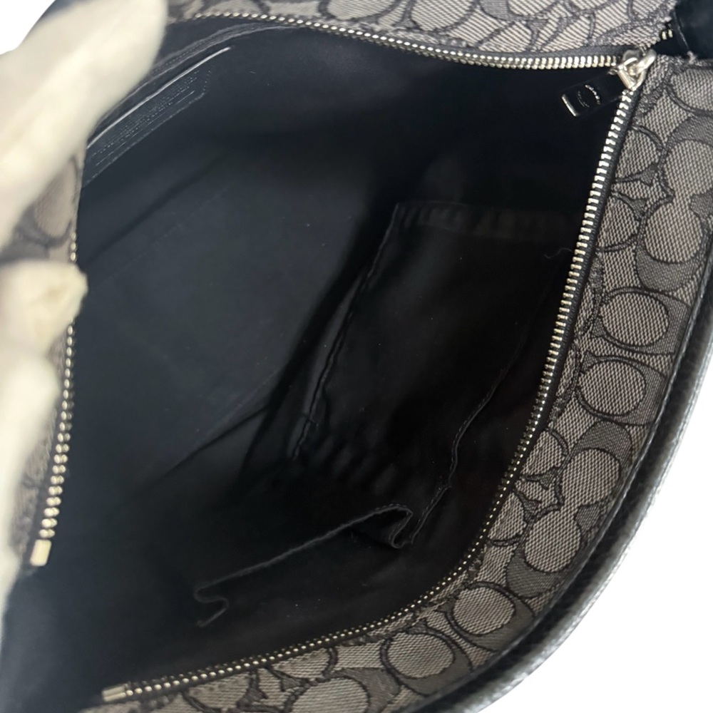 Authentic Coach Signature Black Grey Zip Top Tote Bag - Picture 10 of 13